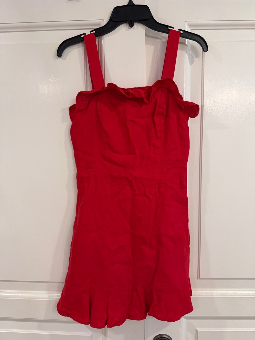 MNG Red Ruffle Strap Mini Dress
